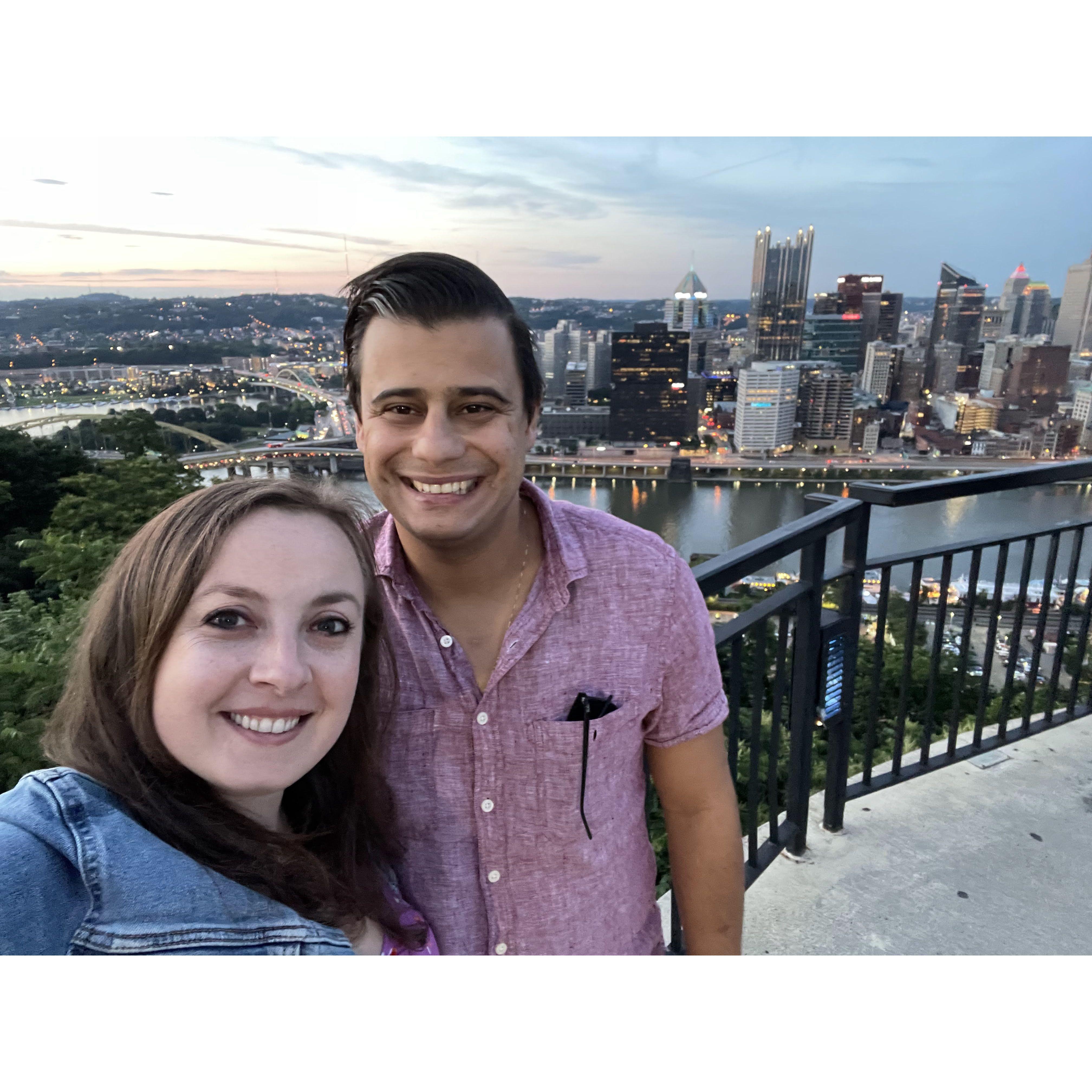 Checking out the Pittsburgh skyline.