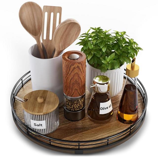 Lazy Susan Turntable Organizer for Table Top (Acacia, 12")