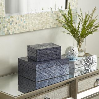 Mother of Pearl Shell Mosaic 2-Piece Storage Box Set