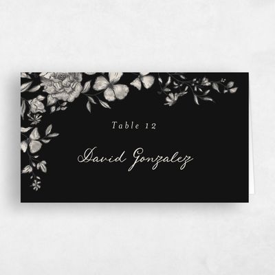 Black Wedding Place Card - Sogno