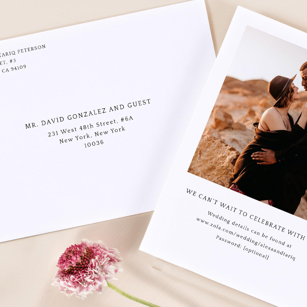 Octavia Portrait | White | Zola Wedding Invitations