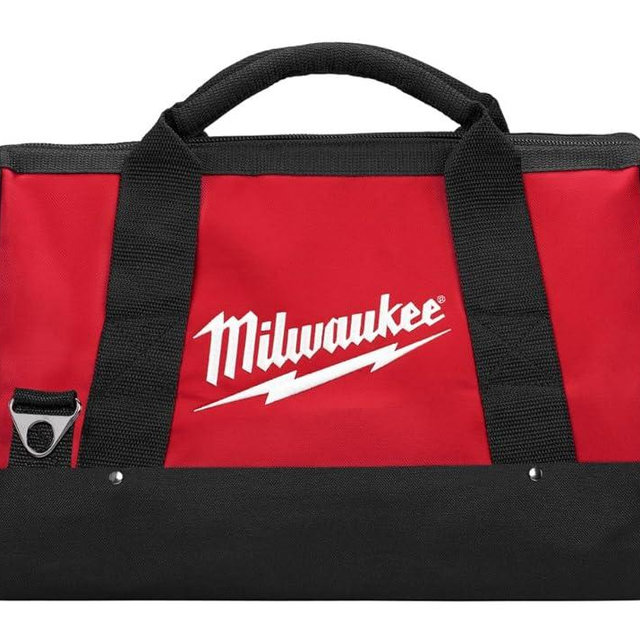 Milwaukee 17" x 10" x 10" Heavy Duty Canvas Tool Bag with 6 Interior Pockets, Reinforced Bottom and Strap Ring (Shoulder Strap Not Included)