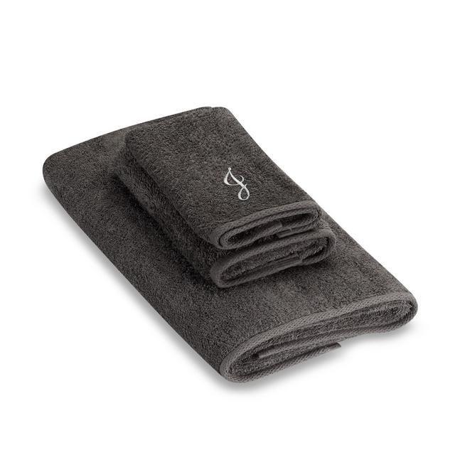 Avanti Premier Silver Script Monogram Letter "J" Bath Towel in Granite