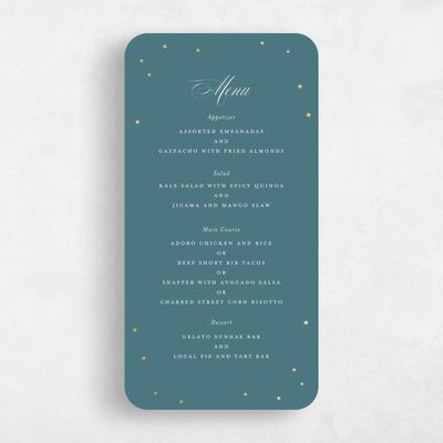 Blue Rounded Wedding Menu - Emery Foil