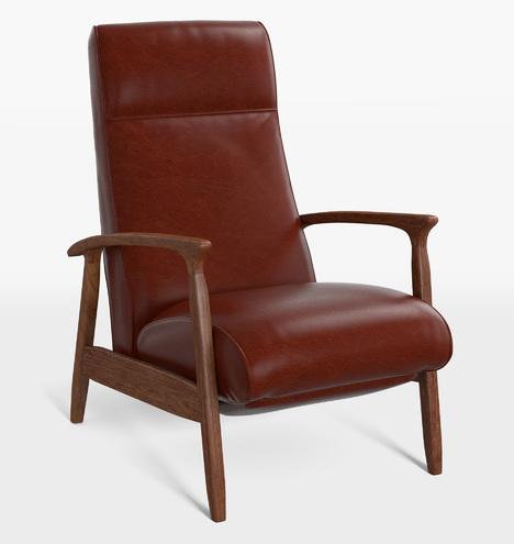 Glenn Walnut Leather Recliner Chair | Rejuvenation