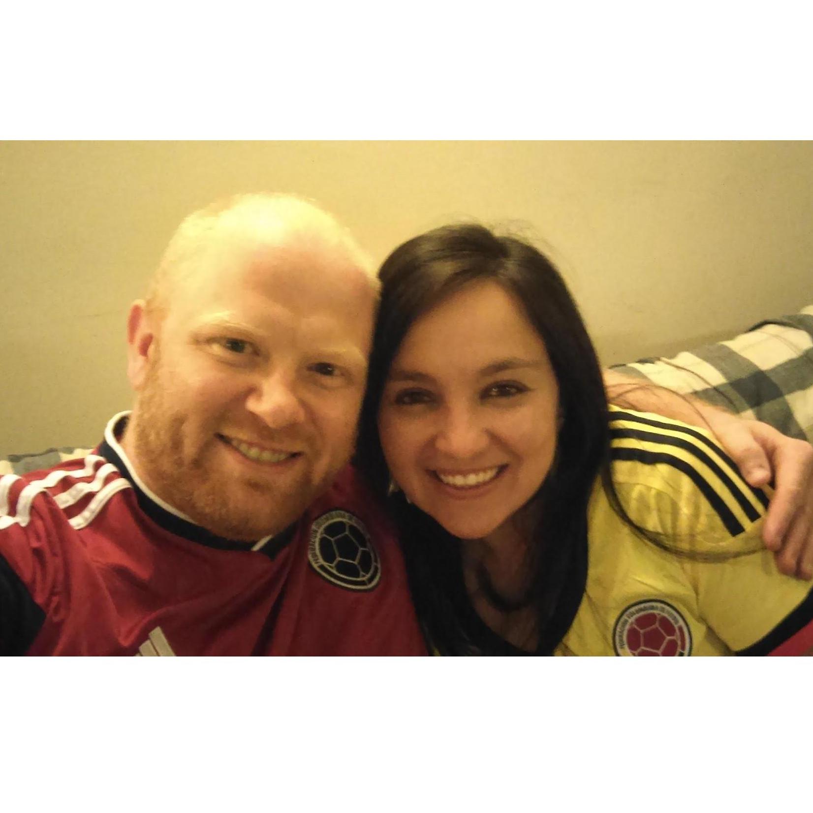 Cheering on Colombia in the Copa America, June 2016.