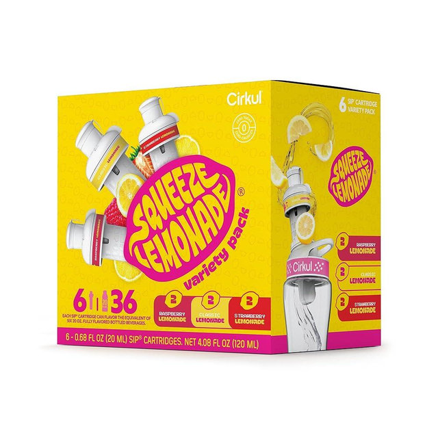 Cirkul Squeeze Lemonade Flavor Cartridge Variety Pack with B vitamins, 6-Pack (2 Classic, 2 Strawberry, 2 Raspberry)