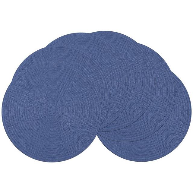 SHACOS Round Placemats Set of 6 Washable 15 inch Round Table Mats Cotton Polyester Woven Braided Place Mats for Dining Table (Sail Blue, 6)