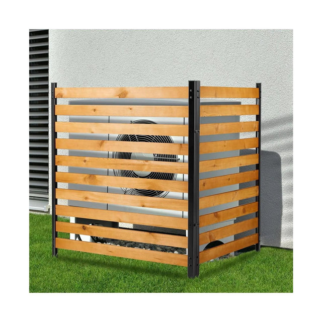 42in x 38in Wood Outdoor Privacy Screen Privacy Wall, Pool Equipment Enclosure, Trash Can Enclosures, Air Conditioner Fence with Metal Stakes (2-Panel)