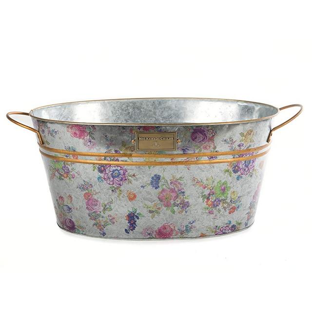 MacKenzie-Childs Flower Market Galvanized Beverage Bucket, Large Drink Tub for Indoor or Outdoor Parties