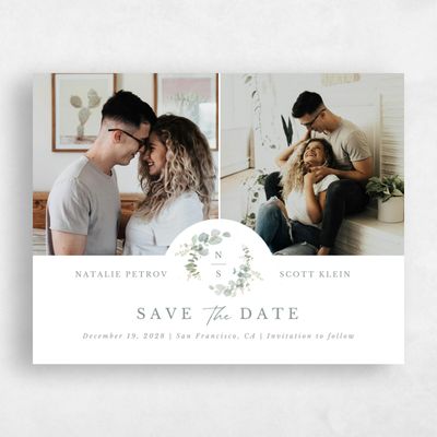 White Simple Wedding Save the Date - Verde Multiphoto