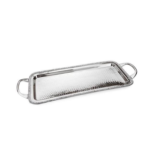 Classic Touch Stainless Steel Handled Serving Tray with Diamonds-20"L