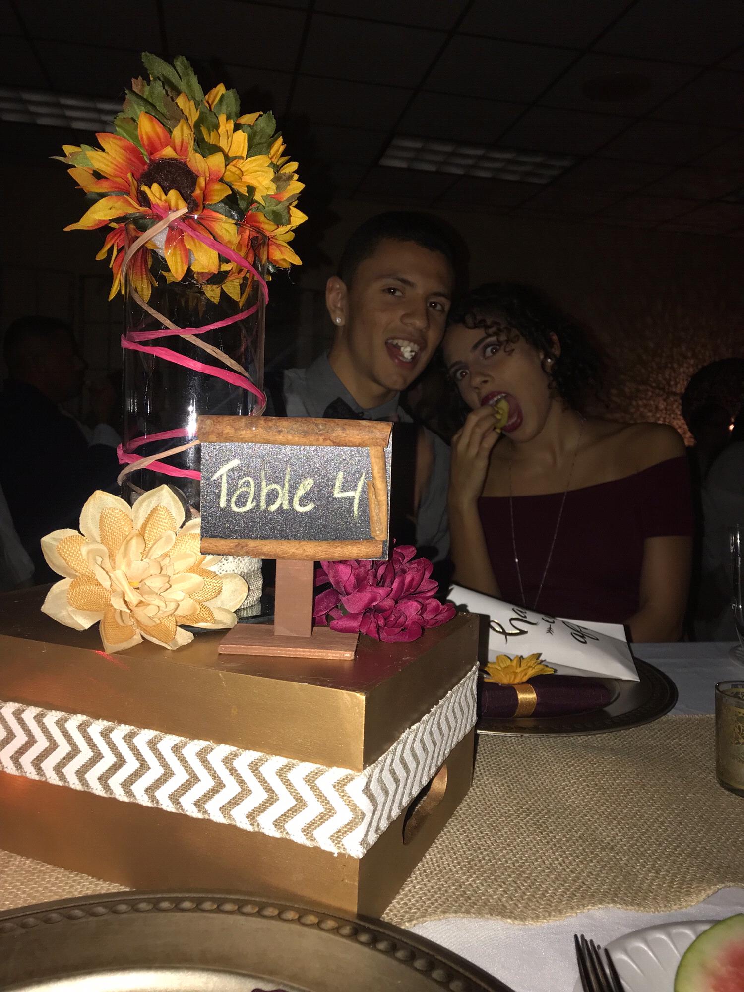 Eating at Grisselle and Ransamy's wedding.