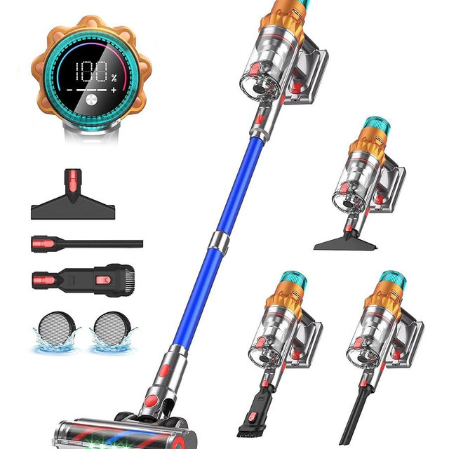 REBANIC Cordless Vacuum Cleaners for Home,8-in-1/65Min/600W/48Kpa Powerful Suction,Self-Standing Cordless Stick Vacuum Cleaner,Lightweight Anti-Tangle Rechargeable Vacuum for Floor/Carpet/Pet Hair/Car