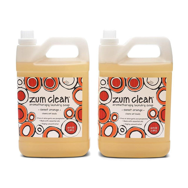 Indigo Wild Zum Clean Laundry Soap - Plant-Based Liquid Laundry Soap - Contains Baking Soda, Essential Oils & Saponified Coconut Oil - Sweet Orange Scent - 64 fl oz (2 Pack)