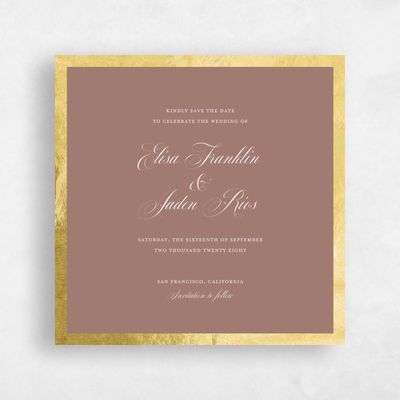 Chestnut, Brown Wedding Save the Date - Azurite Square Foil