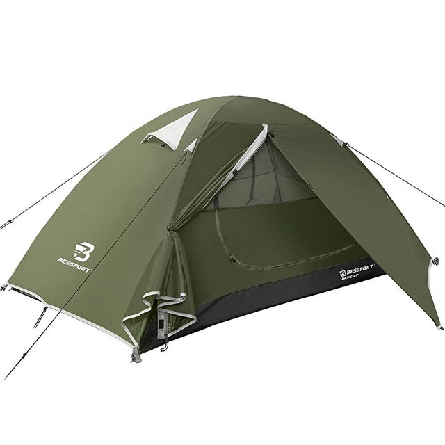 Bessport Camping Tent 1 & 2 & 3 Person Tent Waterproof Two Doors Tent Easy Setup Lightweight for Outdoor, Hiking Mountaineering Travel