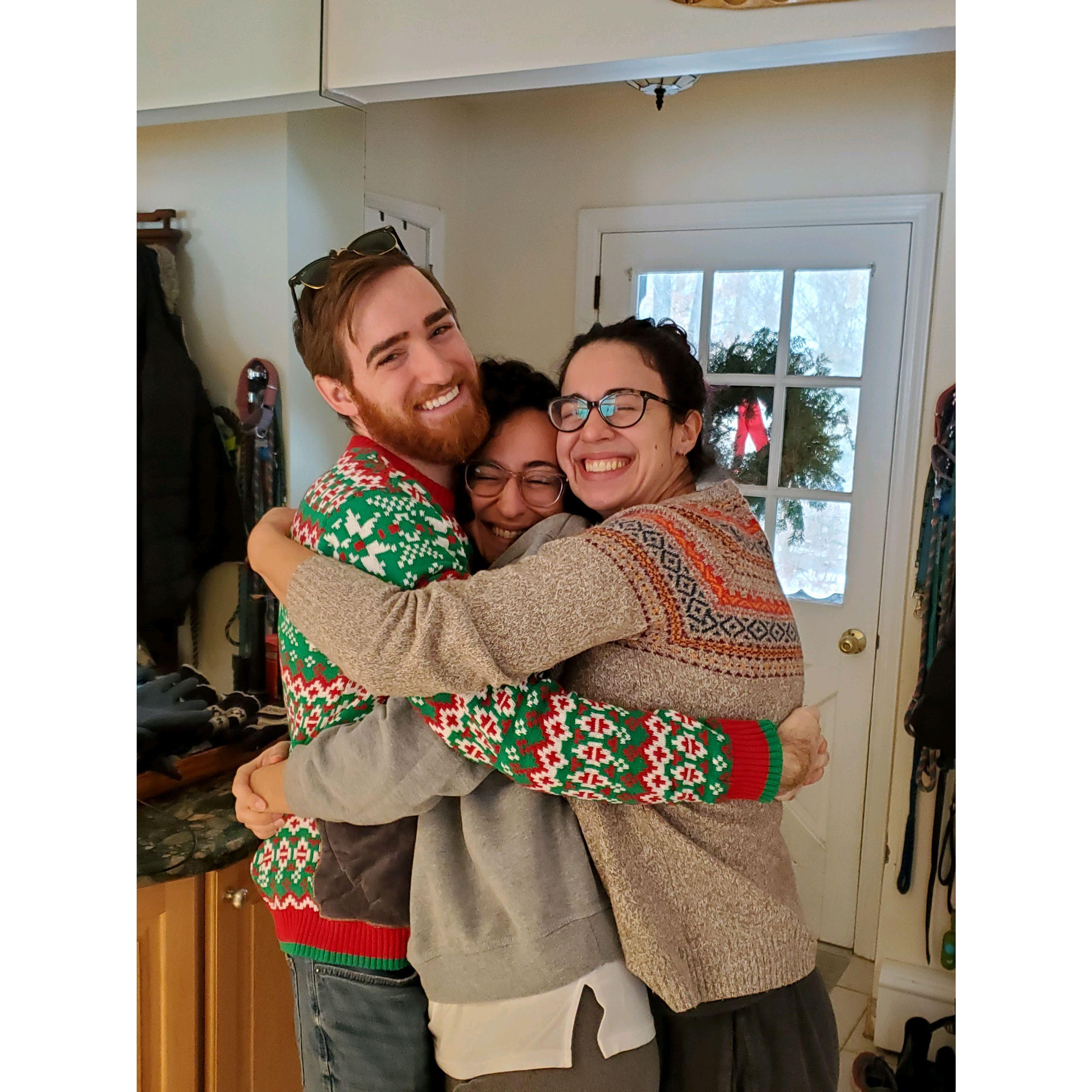 Peter and Linnea enjoying a Sarabel sandwich for Christmas