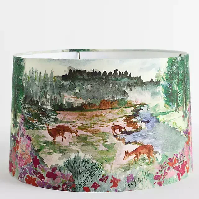 Printed Fabric Drum Lamp Shade