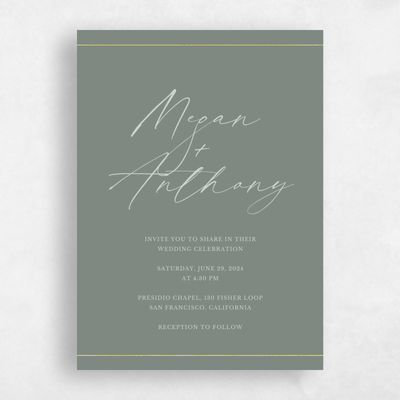 Green Elegant Wedding Invitation - Sheffield Portrait
