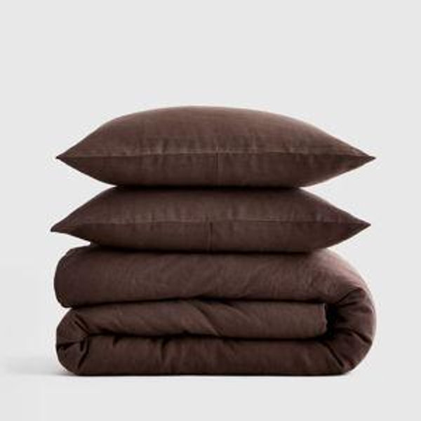 European Linen Duvet Cover Set - King/Cal King in Espresso
