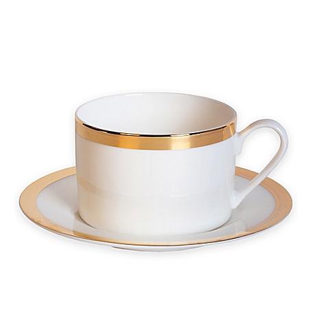 Nevaeh White® by Fitz and Floyd® Grand Rim Cup and Saucer in Gold