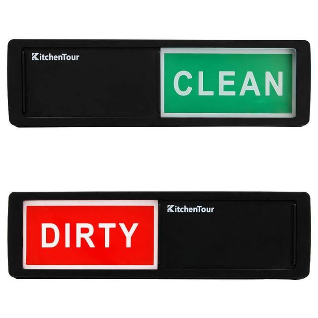KitchenTour Clean Dirty Dishwasher Magnet - Upgrade Super Strong Magnet Version - Easy to Read Non-Scratch Magnetic Indicator Sign with Clear, Bold & Colored Text - Black