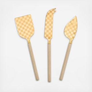 Mocha Check 3-Piece Cheese Knife Set