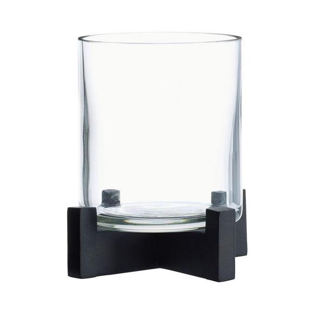 Brooks Cross Bar Hurricane, Bronze/Glass - Votive Holder