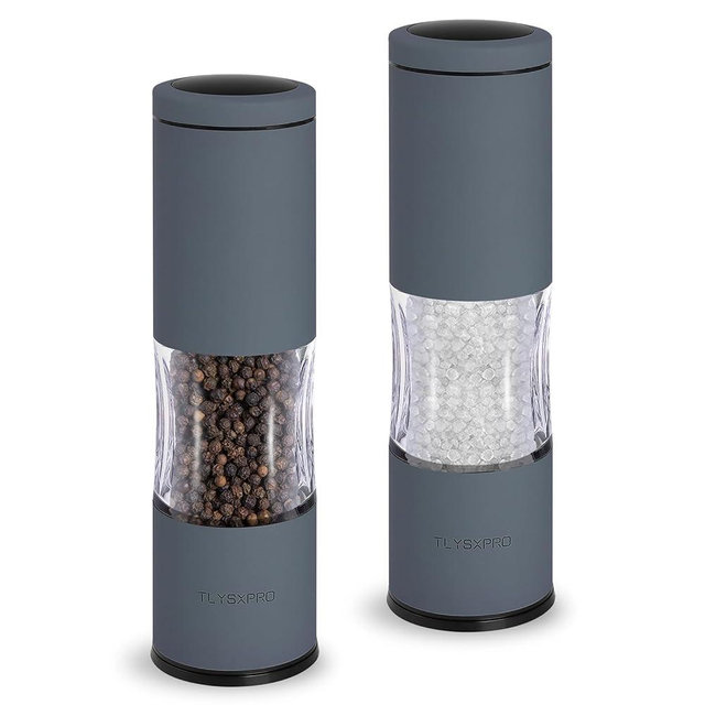 Salt and Pepper Grinder Set with Adjustable Coarseness | Manual Pepper Mill Grinder with Refillable Design | Ceramic Core | Kitchen Essential (2 Packs, Blue-Grey)