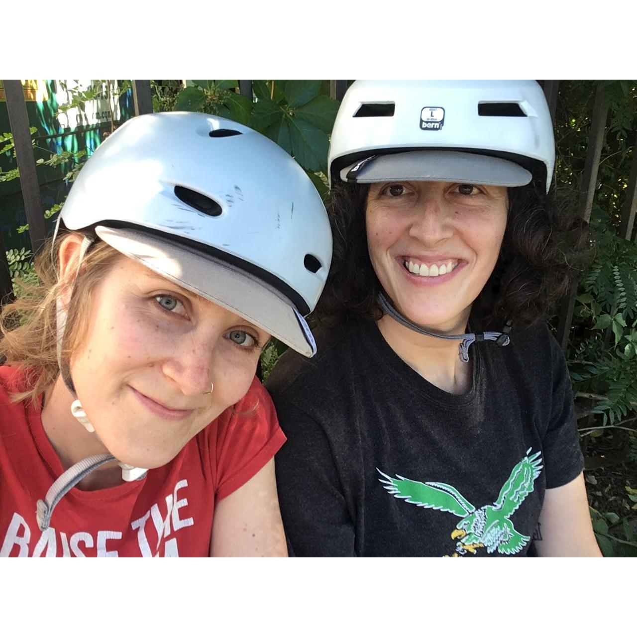 We think it's a good idea to wear a helmet whether you're biking, walking, or just sitting.