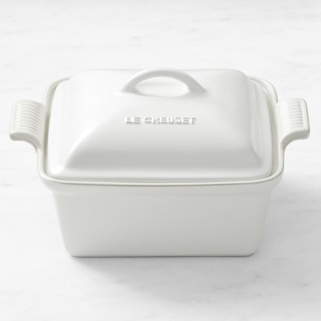 Le Creuset Stoneware Heritage Covered Square Baker, 4-Qt., Matte White