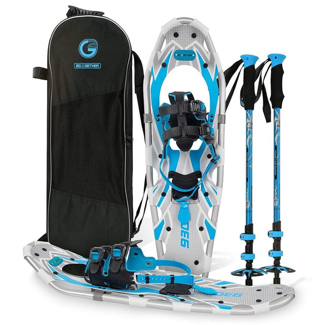 G2 21/25/30/36 Inches Light Weight Snowshoes with Toe Box, EVA Padded Ratchet Binding, Heel Lift, Flexible Pivot Bar, Durable Back Strap, Trekking Poles, Carrying Bag, Snow Baskets(6 colors available)
