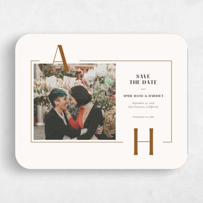 Beige Rounded Wedding Save the Date - Wetherby Photo