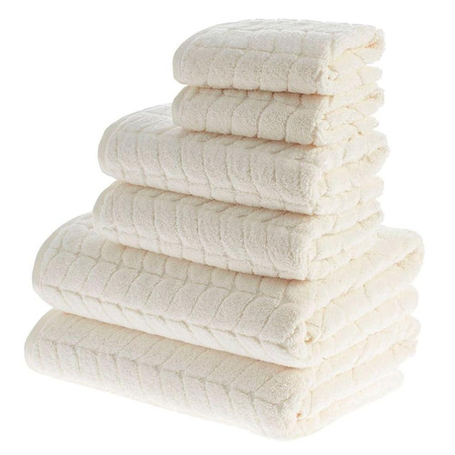 BAGNO MILANO Turkish Cotton Ultra-Soft Plush Absorbent Quick Dry Bathroom Towel Set, Made in Turkey (Cream, 6 pcs Towel Set)