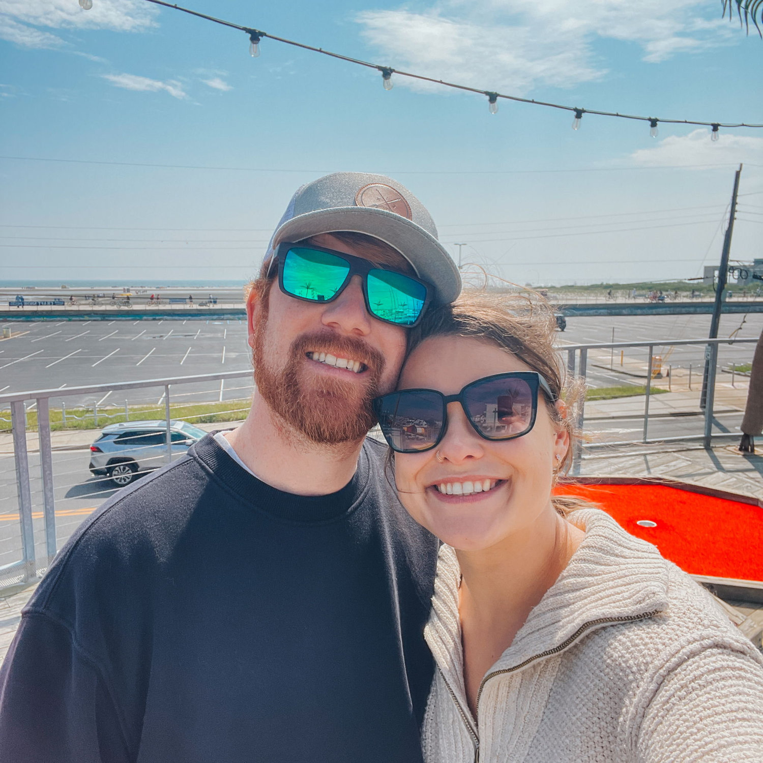 We both come alive at the beach. (This beach trip did include me beating him at mini golf. 😉)