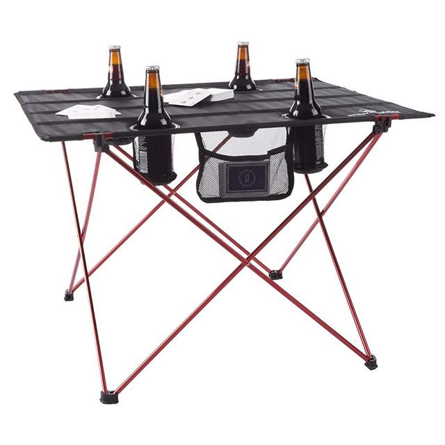 Wakeman Camp Table-Outdoor Folding Table with 4 Cupholders and Carrying Bag-for Camping, Hiking, Beach, Picnic, Sporting Events, and More Outdoors