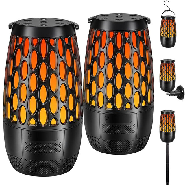 Upgraded Outdoor Bluetooth Speakers Waterproof, 10 Watt Surround HD Sound Multi-Sync Auto-Pairing up to 100 Speakers, Cool Gadgets Gifts for Men, Outdoor Speaker with Light for Patio Party (2 Pack)