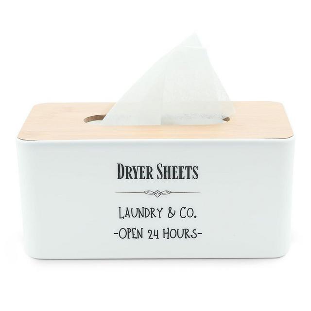 Dryer Sheet Holder - Dryer Sheet Container w/ Lid – Elevate Your Laundry Organization w/ our Two-Sided Laundry Storage Containers – Cute Farmhouse Laundry Room Decor - Chic Dryer Sheets Organizer