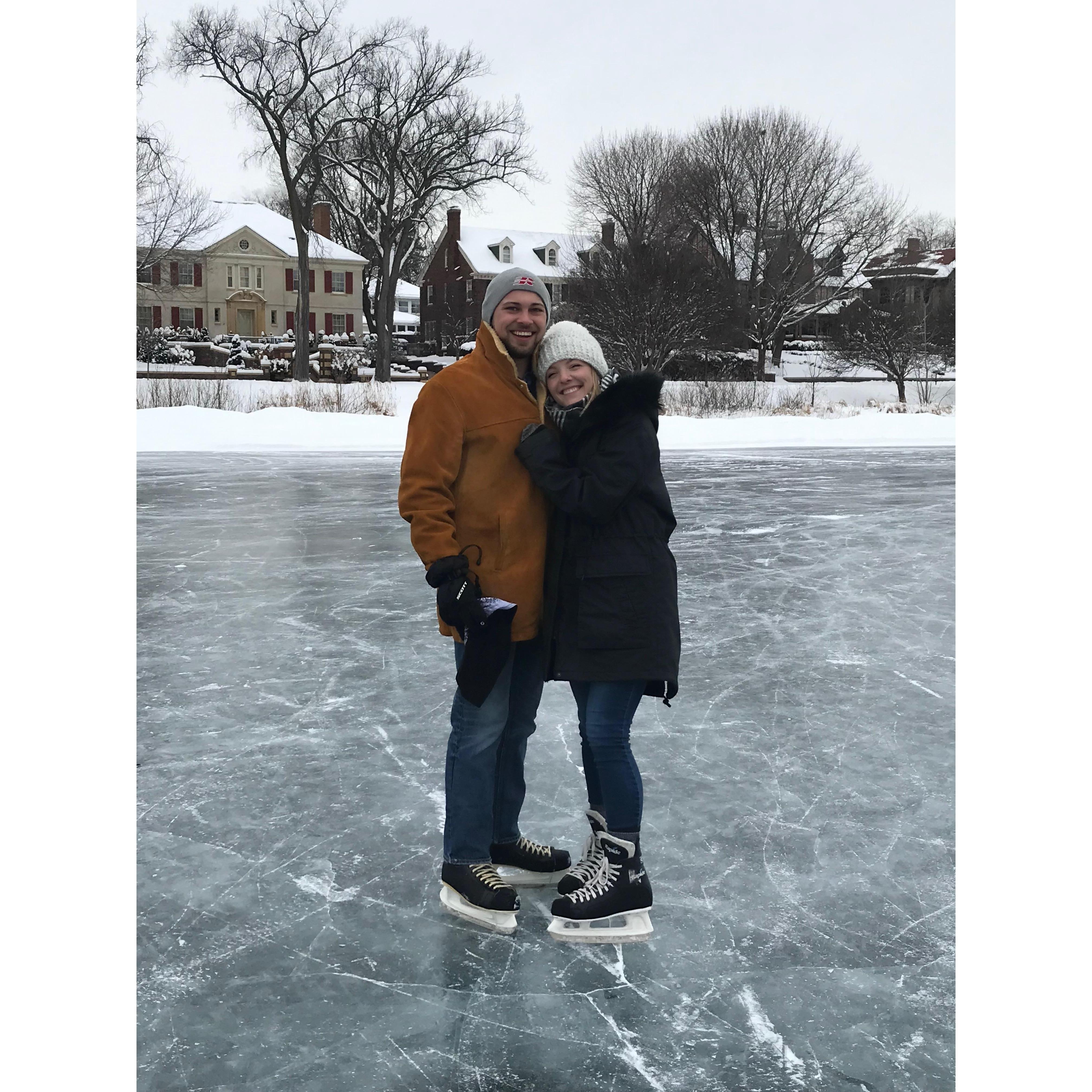 Standing below freezing on a lake in Minneapolis.