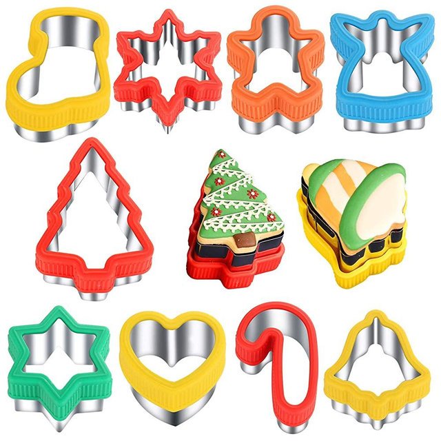 Christmas Cookie Cutters - 9 Pieces - Holiday Cookie Cutters -Stainless Steel Cookie Cutters with Comfort Grip - Cookie Cutters Christmas Shapes