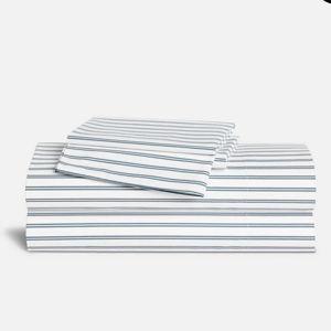 Sheet Set, Classic Percale | Full (guest bedroom) | color: tandem stripe in storm (blue)