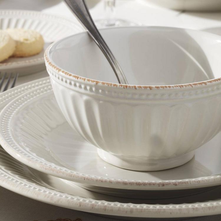 Lenox, French Perle Groove 12-Piece Plate & Bowl Dinnerware Set