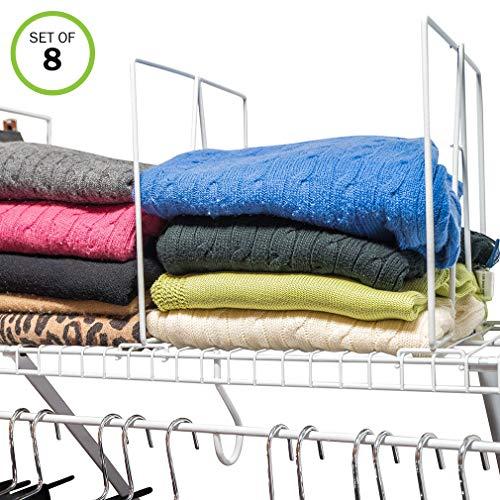Evelots Closet Wire Shelf Divider-New & Improved-Separator-Easy Clip-Steel-Set/8