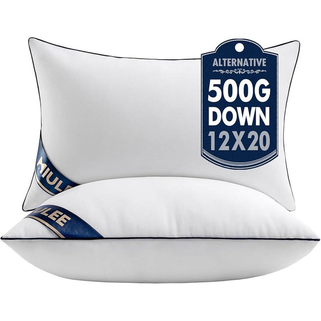 MIULEE 12x20 Pillow Inserts Set of 2 Throw Pillows Premium Down Alternative Lumbar Pillow Inserts Decorative Pillow Stuffer for Sofa, Couch (12x20 inch, Set of 2)