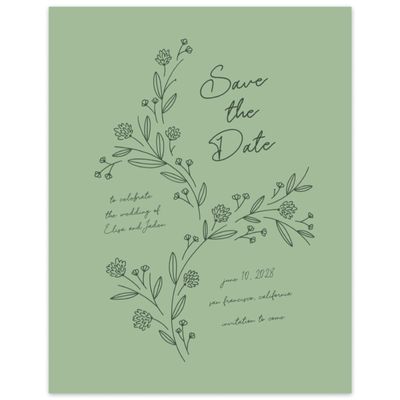 Rich Laurel Green Wedding Digital Save the Date - Larian Portrait