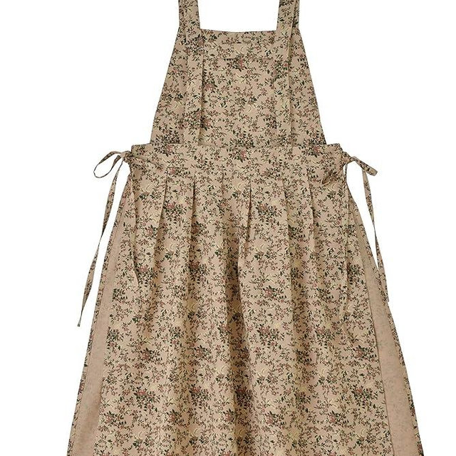 PuLreiush Floral Cotton Waterproof Adult Kitchen Apron Adjustable Cooking Baking Garden Chef Apron with Pocket