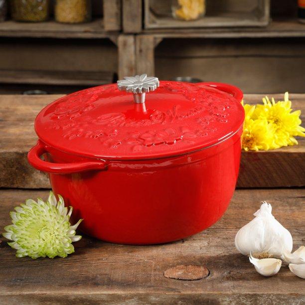 The Pioneer Woman Timeless Beauty 5-Quart Dutch Oven, Red