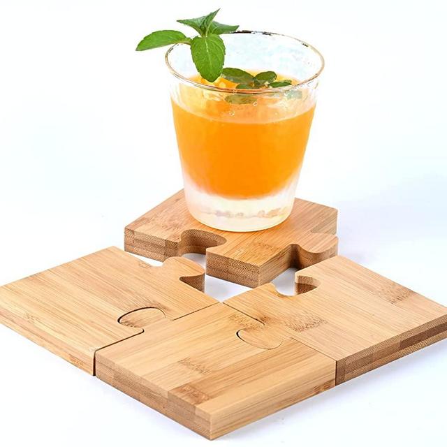 Coast2Coaster Wooden Bamboo Puzzle Coasters for Drinks and Trivet for Hot Pots, Pan Pad Holder, Countertops, End Tables, Coffee