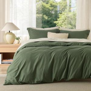 Bedsure Duvet Cover Oversized Queen Size - Soft Double Brushed Bedding Set for Kids & Adults, Zipper Closure, 3 Pieces, Includes 1 Duvet Cover (98"x98") & 2 Pillow Shams, NO Comforter, Olive Green